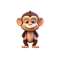 3d realistisch schattig aap ai gegenereerd png