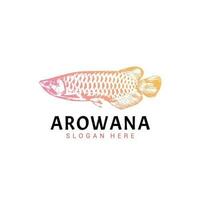 Vintage Arowana Fish Logo Design Template vector