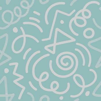 ondulado formas y arremolinándose trazos vector sin costura modelo. atractivo multicolor diseño, para niños garabatear líneas, adecuado para general antecedentes ilustraciones.