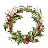 Christmas Wreath With Berries. png