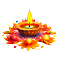 diya vistoso rangoli diwali festivales en India. generativo ai png