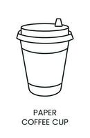 Paper coffee cup is a linear vector icon