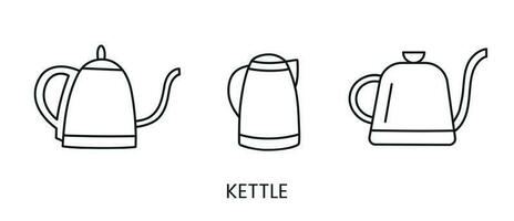 Icon kettle, linear vector illustration.