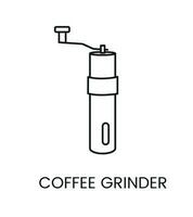 Coffee grinder is a linear vector icon in black.