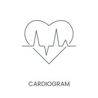 cardiograma es un lineal vector icono con un corazón.