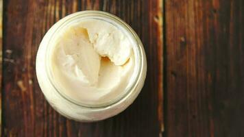 close up of Mayonnaise in container on table video