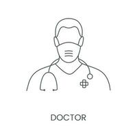 icono doctor, lineal vector ilustración.