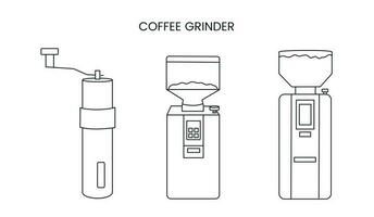 Coffee grinder is a linear vector icon in black.