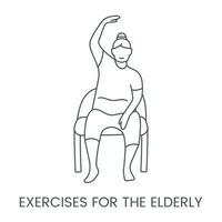 Exercises for the elderly, vector line icon.