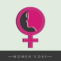 Happy Women's Day celebrations concept with stylish pink text and illustration of a girl face on grey background. vector