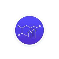 high dopamine level icon with a molecule, line vector