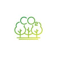 carbon offset and reducing co2 gas icon, line vector