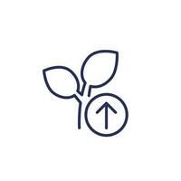 increase plant growth icon on white, line vector
