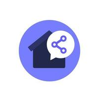 house share icon, flat vector design