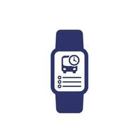 bus schedule app, timetable icon with a smart watch vector