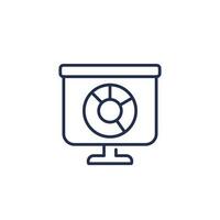 Presentation with a pie chart line icon vector