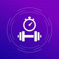 workout time icon with a stopwatch, vector