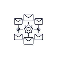 email automation service line icon on white vector