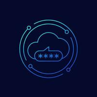 password access to a cloud icon, linear design vector