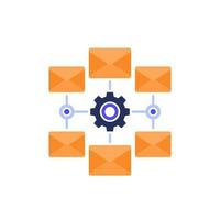 email automation service icon on white, flat vector