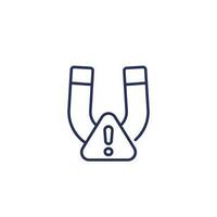 magnetic field warning line icon on white vector