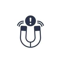 magnetic field warning icon with a magnet vector