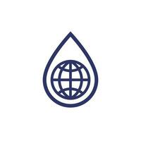 water drop icon with a globe vector