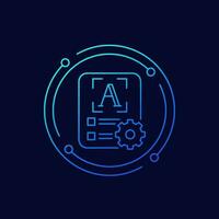 text scanning icon, linear design vector