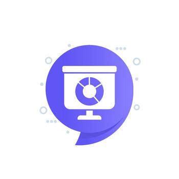 Presentation with a pie chart icon, vector