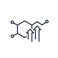 high dopamine level line icon with a molecule vector