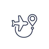 Flight route line icon on white vector