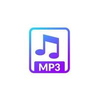 mp3 archivo, con pérdidas audio formato icono vector