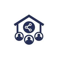 House share icon with tenants vector