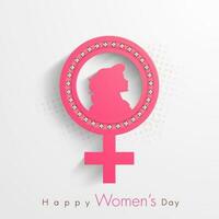 Elegant greeting card design for International Women's Day celebration on shiny background. vector