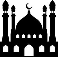 Mosque vector illustration. Silhouette mosque icon for sign and symbol of muslim worship place. Mosque icon of islam religion and muslim faith. Place of muslim to pray