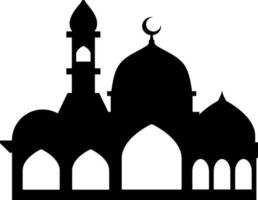 Mosque vector illustration. Silhouette mosque icon for sign and symbol of muslim worship place. Mosque icon of islam religion and muslim faith. Place of muslim to pray