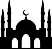 Mosque vector illustration. Silhouette mosque icon for sign and symbol of muslim worship place. Mosque icon of islam religion and muslim faith. Place of muslim to pray