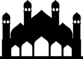 Mosque vector illustration. Silhouette mosque icon for sign and symbol of muslim worship place. Mosque icon of islam religion and muslim faith. Place of muslim to pray