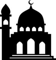 Mosque vector illustration. Silhouette mosque icon for sign and symbol of muslim worship place. Mosque icon of islam religion and muslim faith. Place of muslim to pray