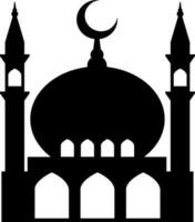 Mosque vector illustration. Silhouette mosque icon for sign and symbol of muslim worship place. Mosque icon of islam religion and muslim faith. Place of muslim to pray