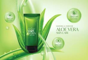 Aloe Vera collagen Serum Skin Care Cosmetic. vector