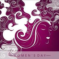 Happy Women's Day celebrations concept with illustration of a beautiful long hairs girl on grey background. vector