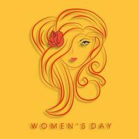 Happy Women's Day celebrations concept with illustration of a beautiful long hairs girl on grey background. vector