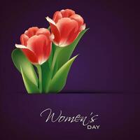 Happy Women's Day celebrations greeting card design decorated with beautiful flowers on abstract background. vector