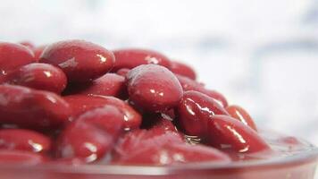 Detail shot of Grains Red bean in a bowl on table video