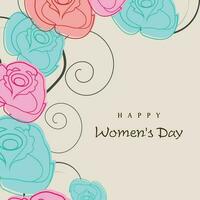 Elegant greeting card design with stylish text Happy Women's Day on shiny pink background. vector