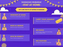 Essential Dos And Don'ts For Ramadan Fasting, Stay At Home To Prevent From Coronavirus. vector