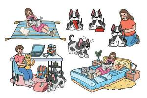 Hand Drawn dog and family collection in flat style illustration for business ideas vector