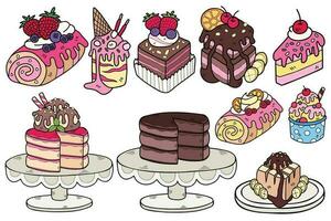 Hand Drawn sweets and desserts collection in flat style illustration for business ideas vector