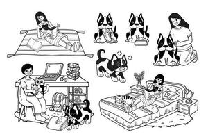 mano dibujado perro y familia colección en plano estilo ilustración para negocio ideas vector